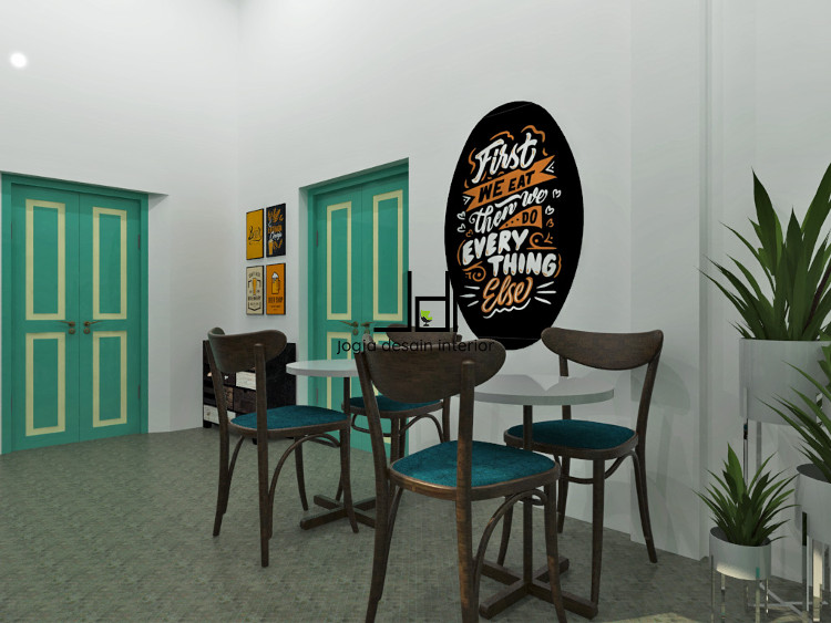 Interior rumah klasik yang menjadi kafe, karya Jogja Desain Interior